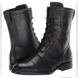 Born Black Leather Lace-Up Winter Boots